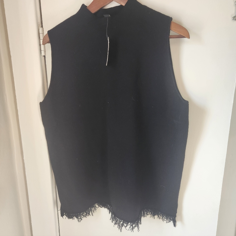 Black Fringed Sleeveless Top